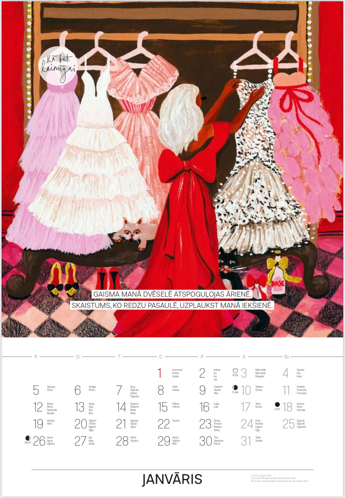 IEDVESMAS KALENDĀRS 2026